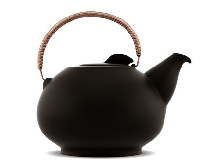 ceramic japanese teapot isolated on white backgroundの写真素材