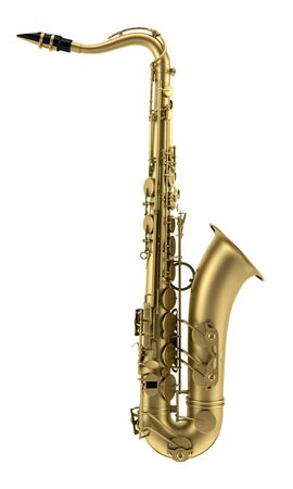 tenor saxophone isolated on white backgroundの写真素材