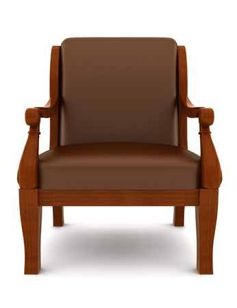 leather classic armchair isolated on white backgroundの写真素材