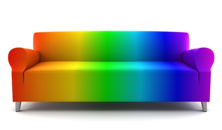rainbow color couch isolated on white backgroundの写真素材