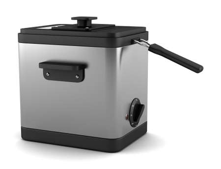 modern deep fryer isolated on white background の写真素材