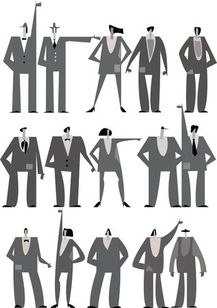 set of people silhouettes on white backgroundのイラスト素材