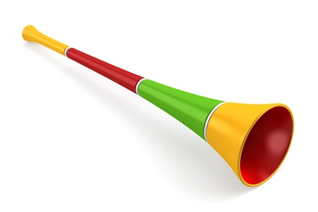 multicolored party horn isolated on white backgroundの写真素材