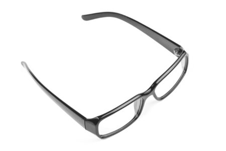 modern black glasses isolated on white backgroundの写真素材