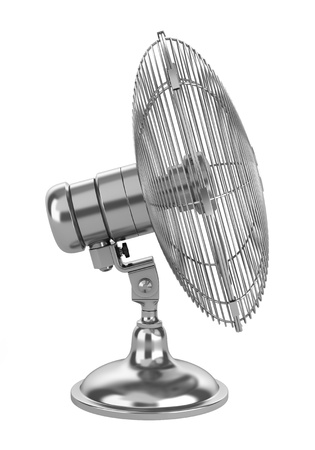 modern electric metallic fan isolated on white backgroundの写真素材
