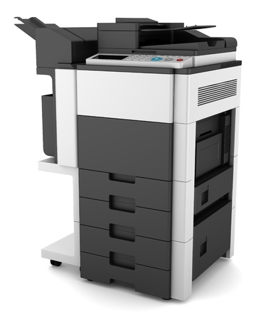 modern office multifunction printer isolated on white backgroundの写真素材