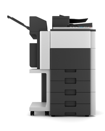 modern office multifunction printer isolated on white backgroundの写真素材