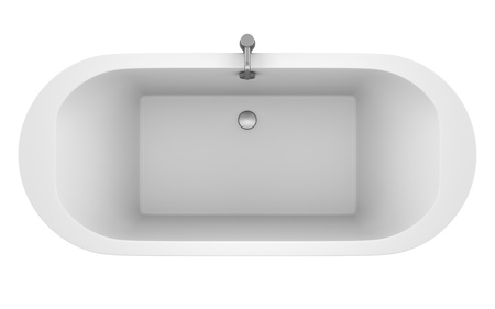 top view of modern bathtub isolated on white backgroundの写真素材