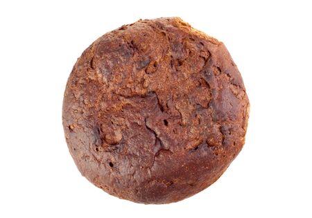 top view of brown bread isolated on white background