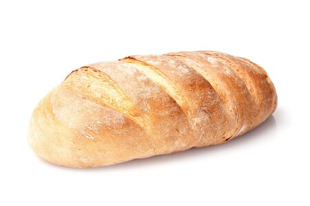 single french loaf bread isolated on white backgroundの写真素材