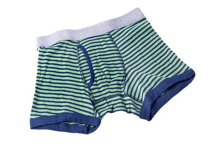 striped male brief boxers isolated on white backgroundの写真素材