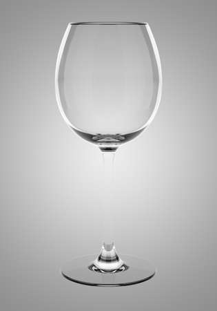 empty wine glass isolated on gray backgroundの写真素材
