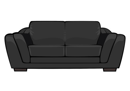 cartoon black couch isolated on white backgroundのイラスト素材