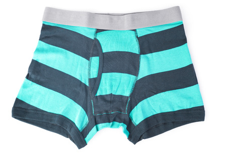 striped male brief boxers isolated on white backgroundの写真素材