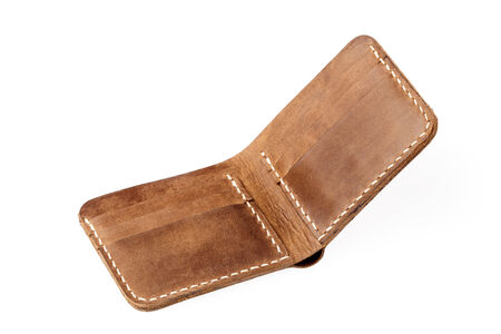 brown leather wallet isolated on white background
