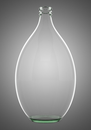 empty bottle isolated on gray backgroundの写真素材