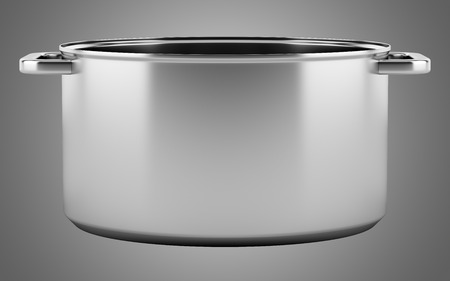 cooking pan isolated on gray backgroundの写真素材