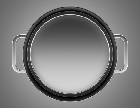top view of cooking pan isolated on gray backgroundの写真素材