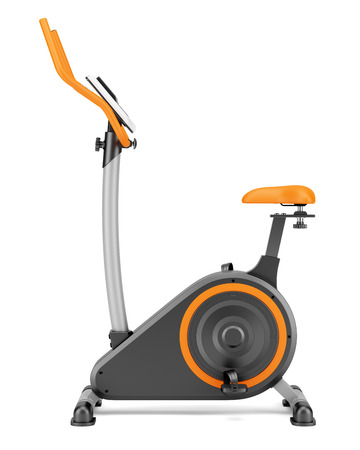 stationary exercise bike isolated on white backgroundの写真素材
