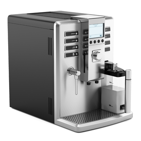 modern coffee machine isolated on white backgroundの写真素材