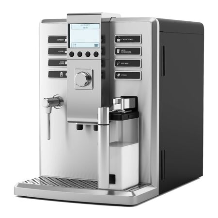 modern coffee machine isolated on white backgroundの写真素材