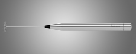 milk frother isolated on gray backgroundの写真素材