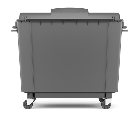 gray garbage container isolated on white background. 3d illustrationの写真素材