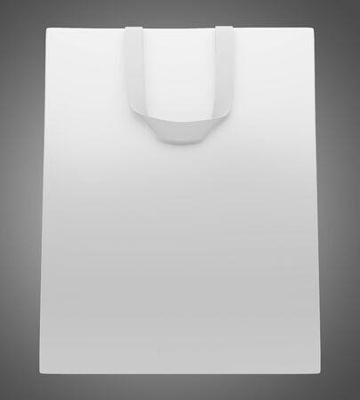 single blank shopping bag isolated on gray background. 3d illustrationの写真素材