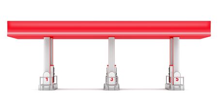 modern gas station isolated on white background. 3d illustrationの写真素材