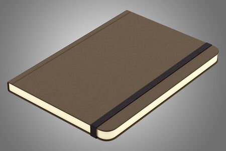 brown notebook isolated on gray background. 3d illustrationの写真素材