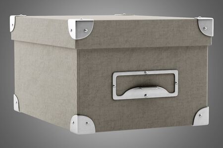 office cardboard box isolated on gray background. 3d illustrationの写真素材
