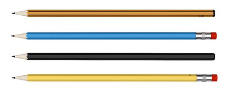 four pencils isolated on white background. 3d illustrationの写真素材