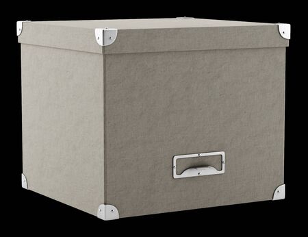 office cardboard box isolated on black background. 3d illustrationの写真素材