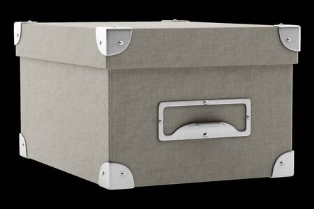 office cardboard box isolated on black background. 3d illustrationの写真素材