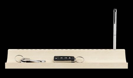 desk tray isolated on black background. 3d illustrationの写真素材