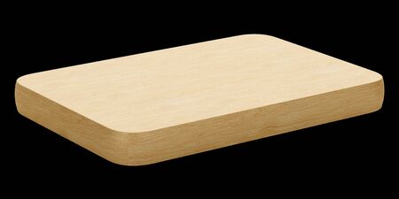 wooden cutting board isolated on black background. 3d illustrationの写真素材