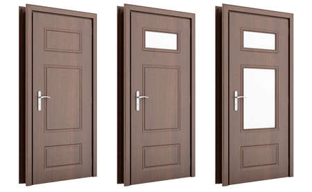 wooden door isolated on white background. 3d illustrationの写真素材