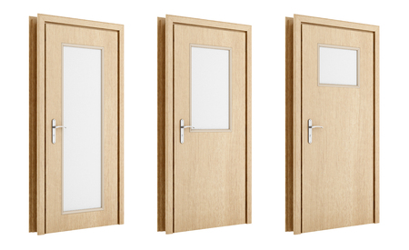 wooden door isolated on white background. 3d illustrationの写真素材