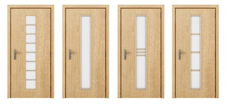 wooden door isolated on white background. 3d illustrationの写真素材