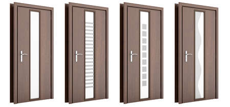 wooden door isolated on white background. 3d illustrationの写真素材