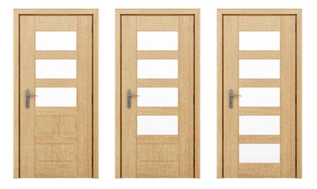 wooden door isolated on white background. 3d illustration