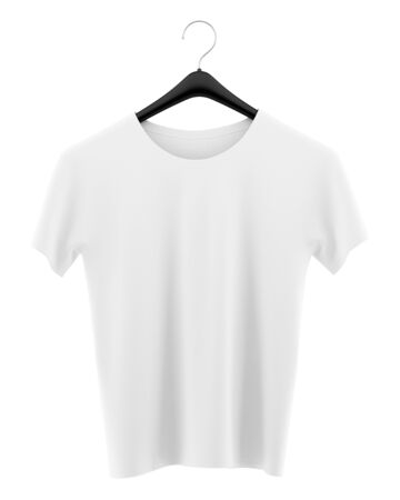 t-shirt on clothing hanger isolated on white background. 3d illustrationの写真素材