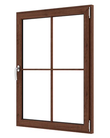 brown wooden window isolated on white background. 3d illustrationの写真素材