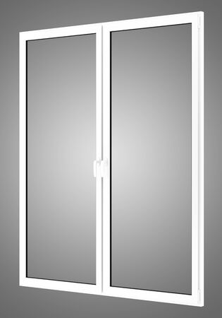 window isolated on gray background. 3d illustrationの写真素材