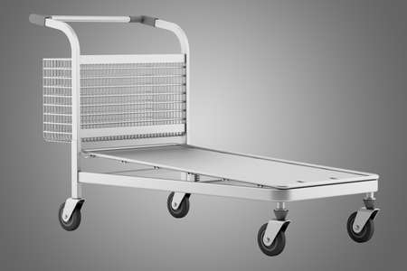 empty large shopping cart isolated on gray background. 3d illustrationの写真素材