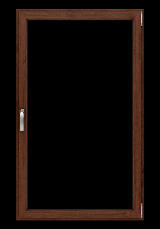 brown wooden window isolated on black background. 3d illustrationの写真素材