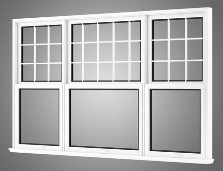 window isolated on gray background. 3d illustrationの写真素材