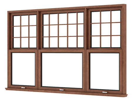 brown wooden window isolated on white background. 3d illustrationの写真素材