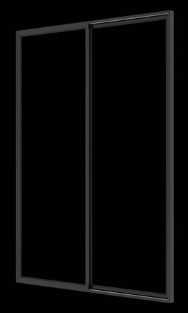 black metallic window isolated on black background. 3d illustrationの写真素材
