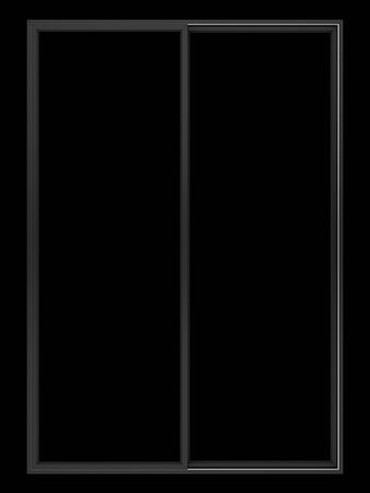 black metallic window isolated on black background. 3d illustrationの写真素材